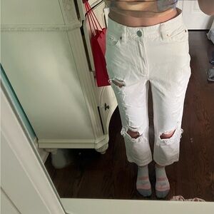 White ripped jeans